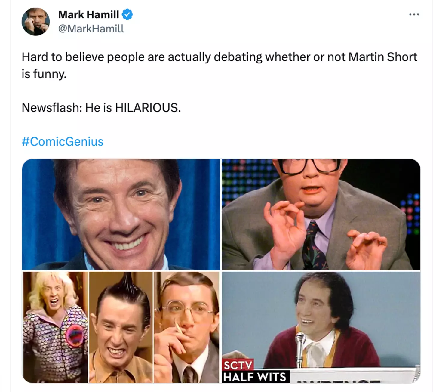 Mark Hamill was amongst the Hollywood stars to show their support for Martin Short.