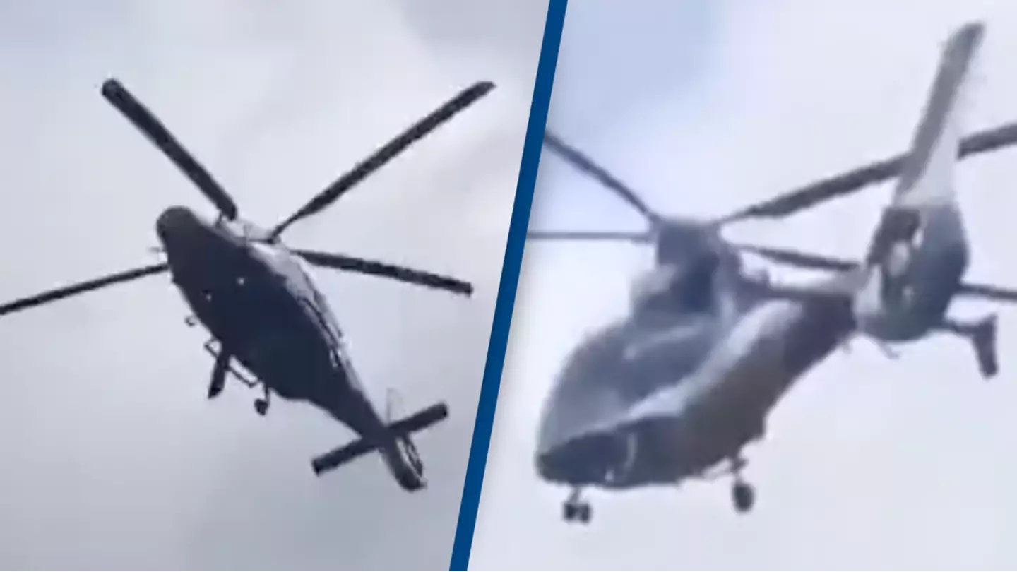 People think they've spotted a glitch in the matrix as helicopter appears to fly without its blades spinning