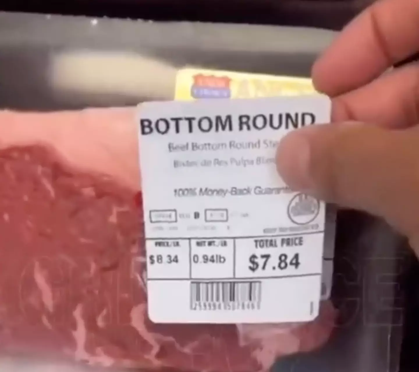 The man replaced the stickers to get a more expensive steak.