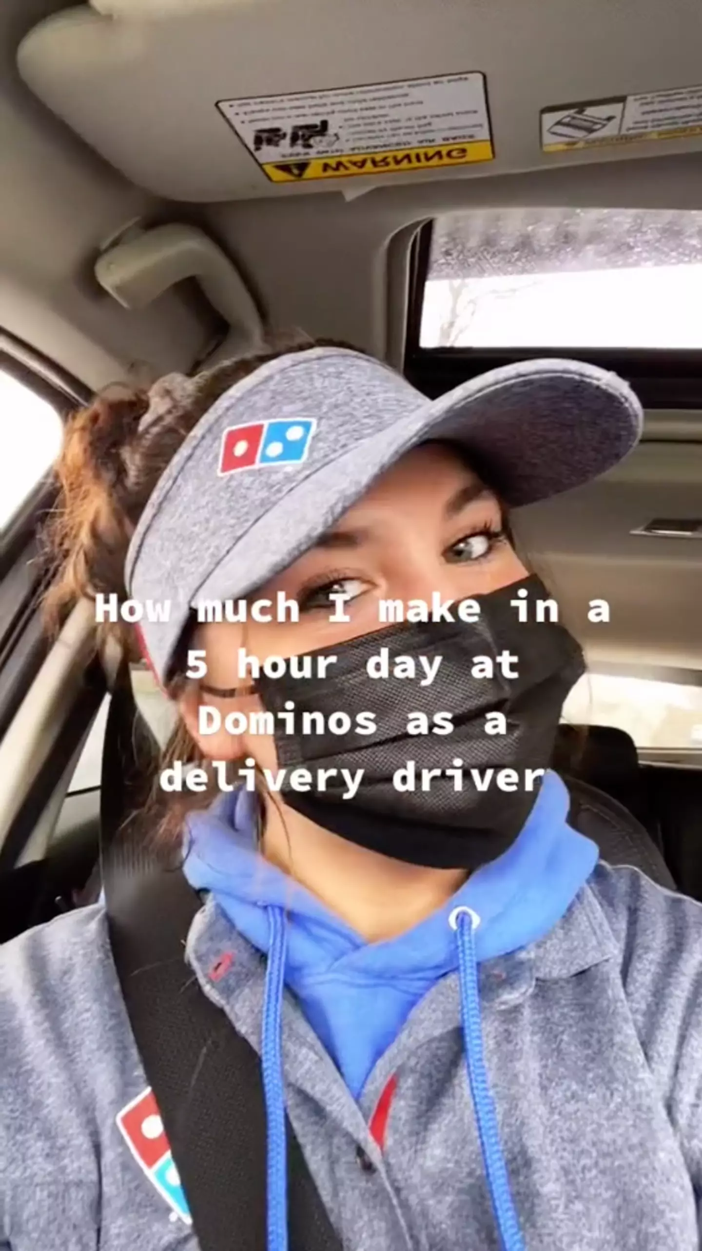 In the video she explains how much she can take home in a five-hour shift.