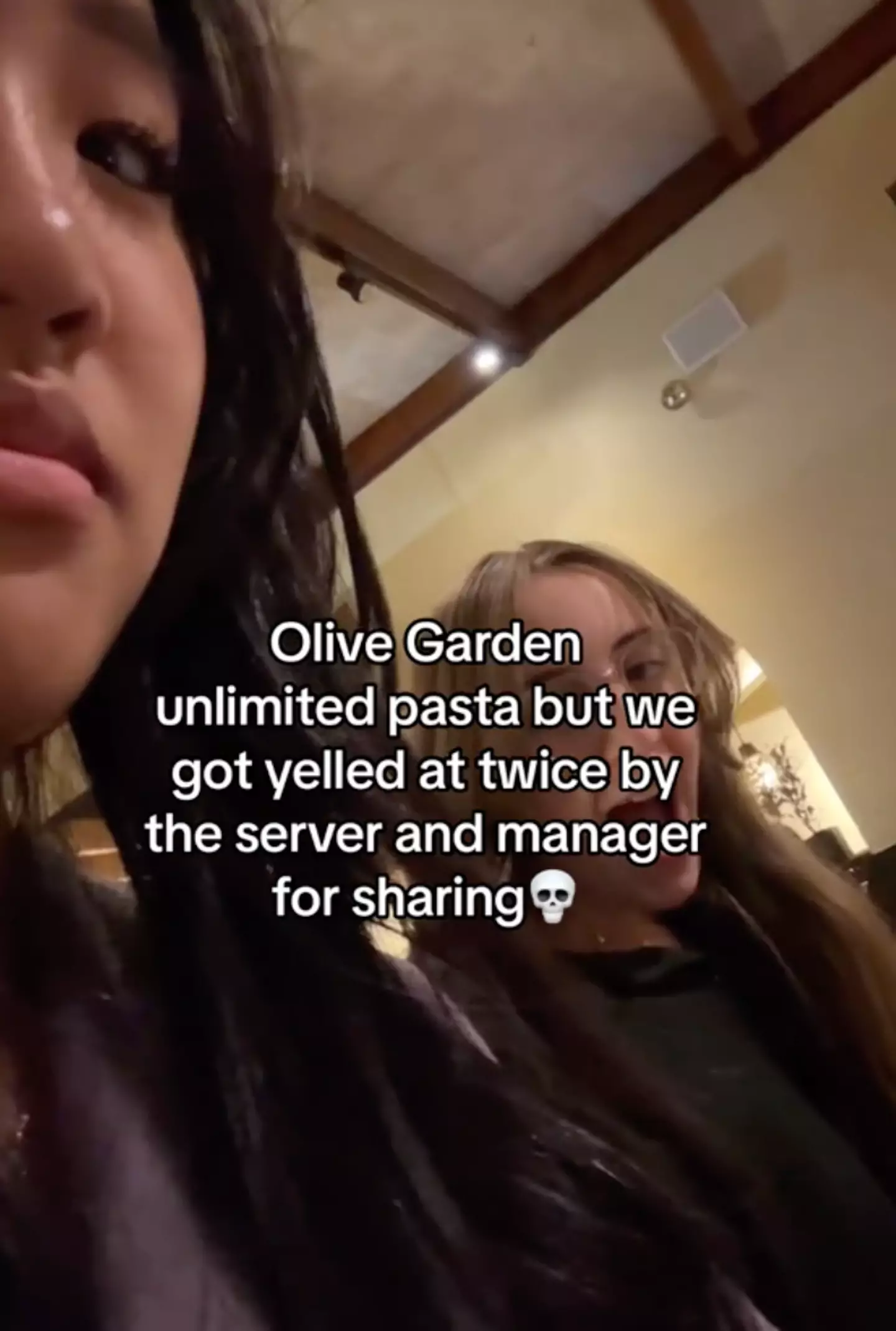 Ruth and her friends say they got 'yelled at twice' for sharing the meal.