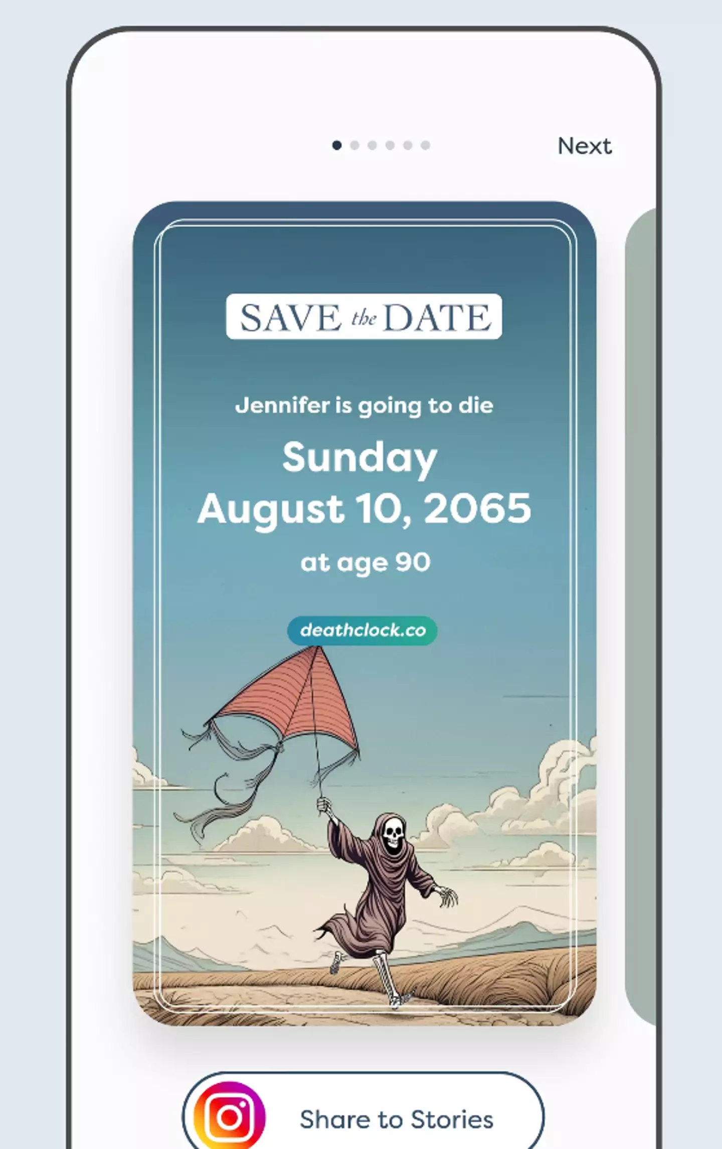 Fancy finding out the day you're allegedly meant to die? (Death Clock/ Apple App Store)