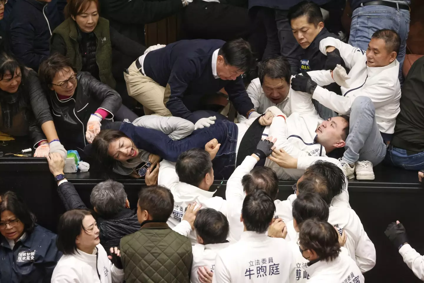 A brawl played out in parliament (I-HWA CHENG/Getty)