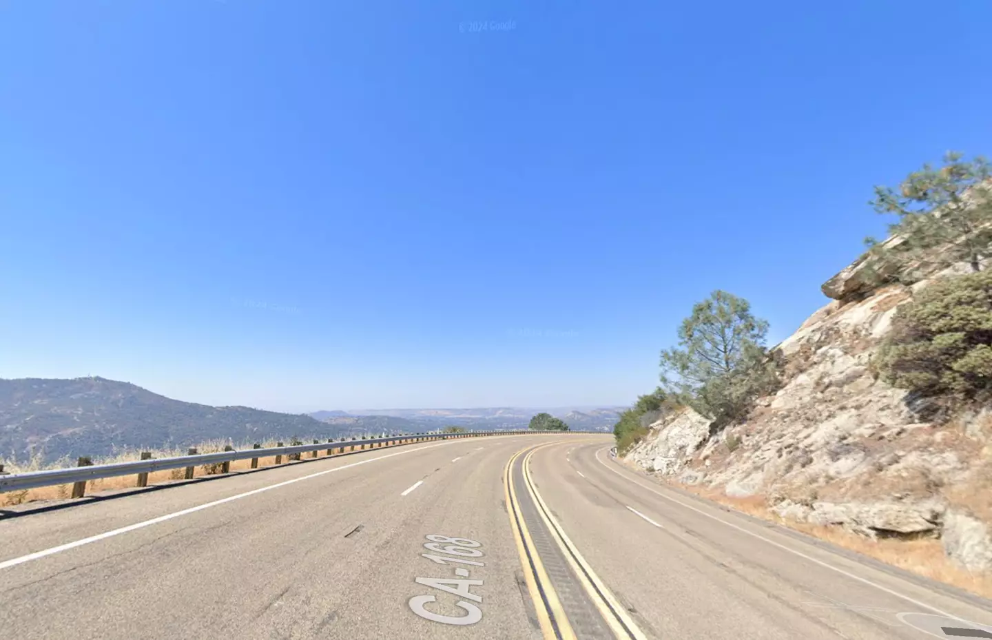 Tragically, the seven-year-old boy's mom died while driving back home on Highway 168, in California (Google Street View)