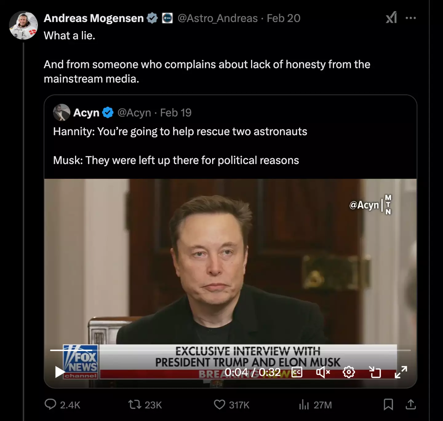 Andreas Mogensen hit out at Elon Musk (Twitter/@Astro_Andreas)