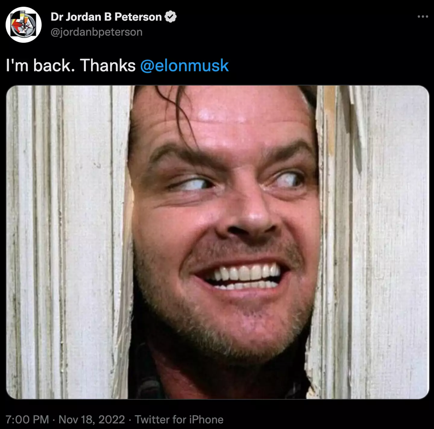 Jordan Peterson has publicly thanked Elon Musk after his Twitter account was reinstated on Friday.