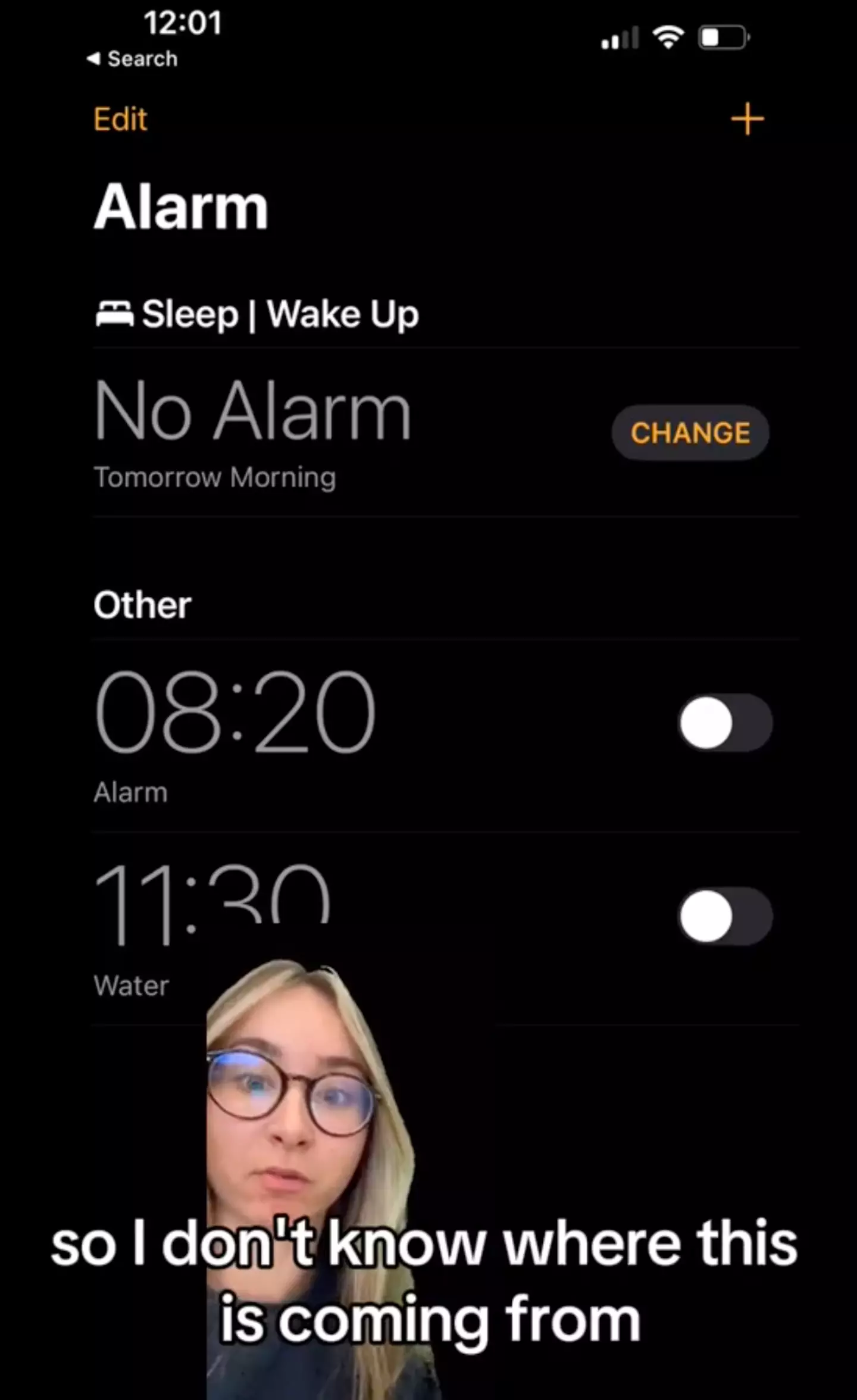 No alarms are set for that time in the morning.