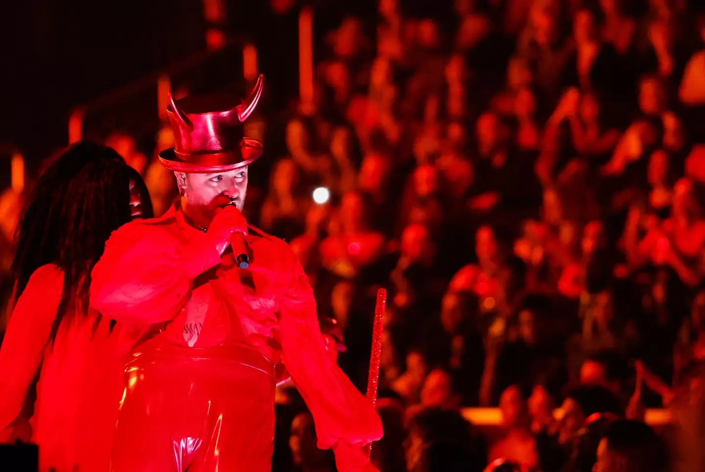 Sam Smith during the performance of 'Unholy' at the Grammys.