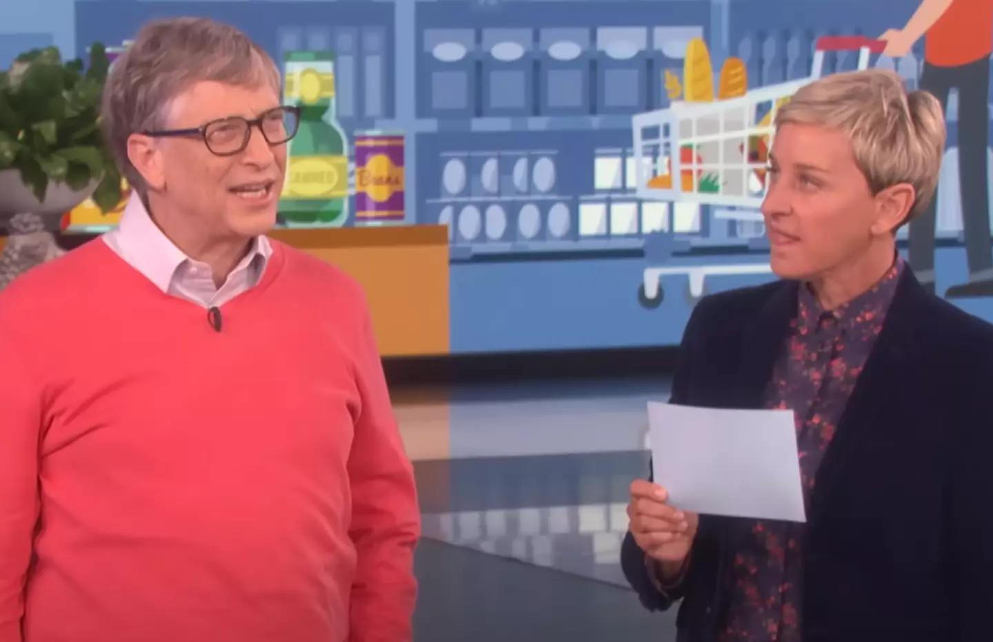 Bill Gates was asked about the price of common items found in a grocery store.  (The Ellen DeGeneres Show)