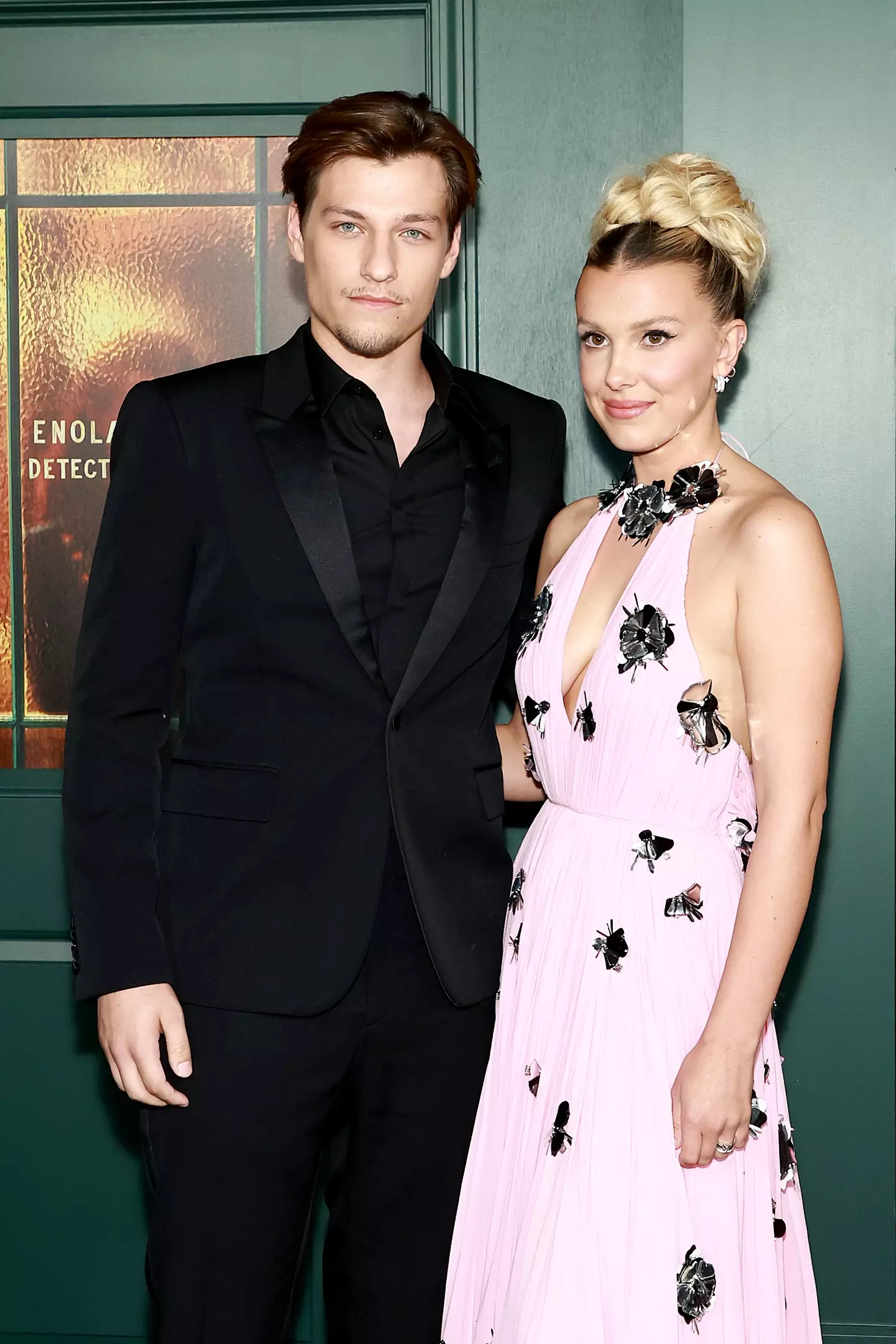 Millie Bobby Brown seen with fiancé Jacob Bongiovi at the Enola Holmes 2 premiere.