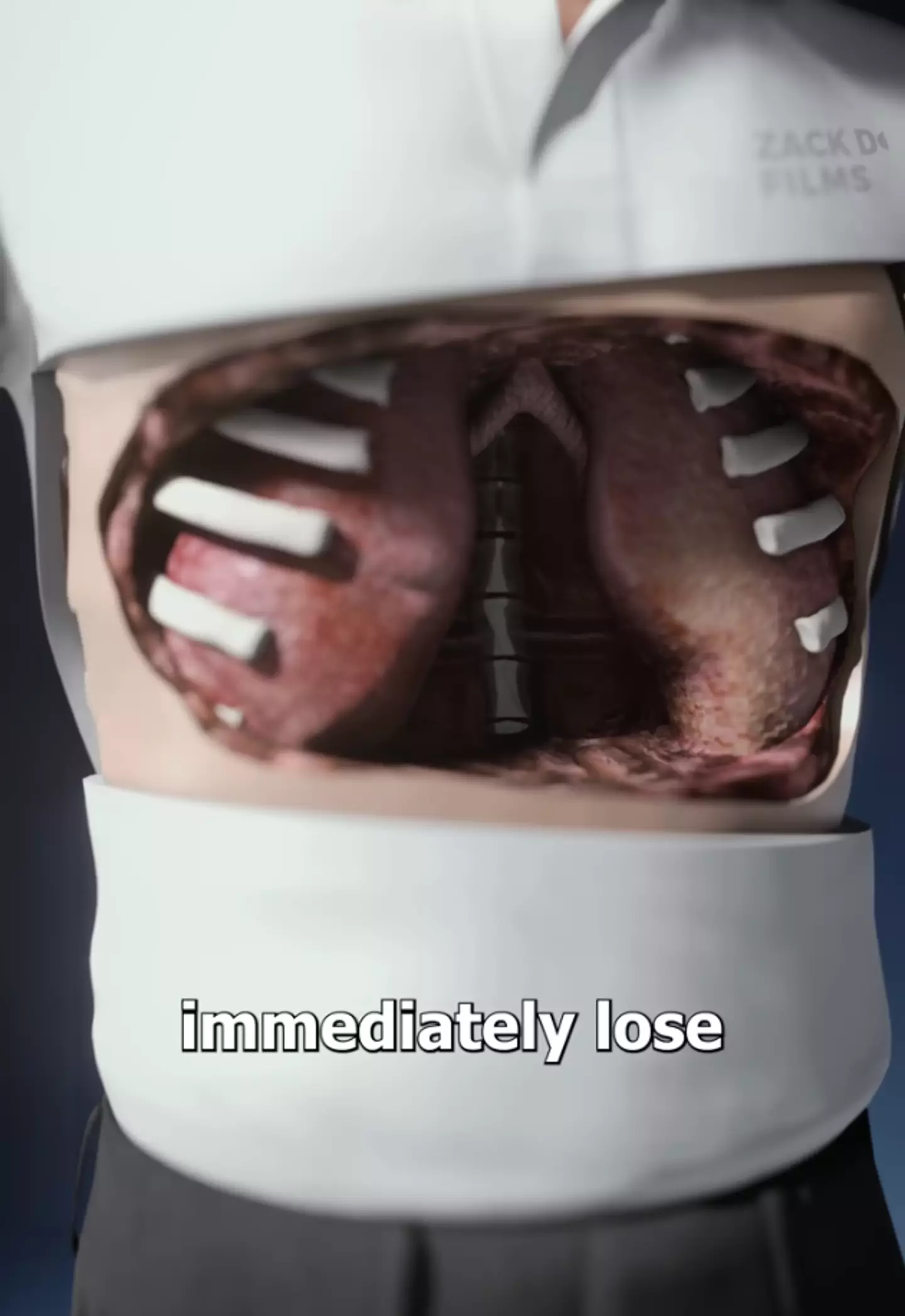 You would lose all the air in your lungs.