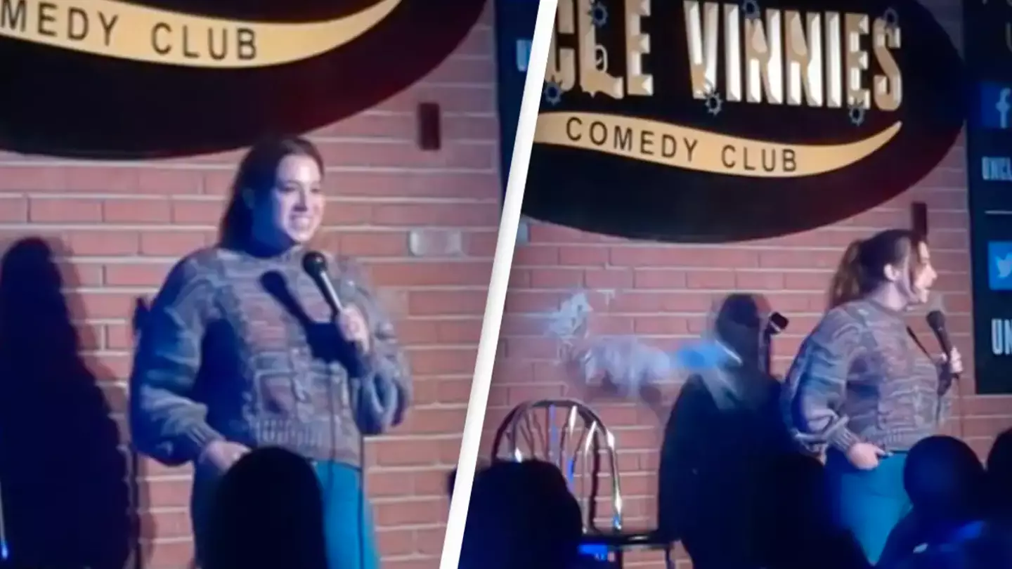 Comedian handles having beer thrown at her by heckler perfectly on stage