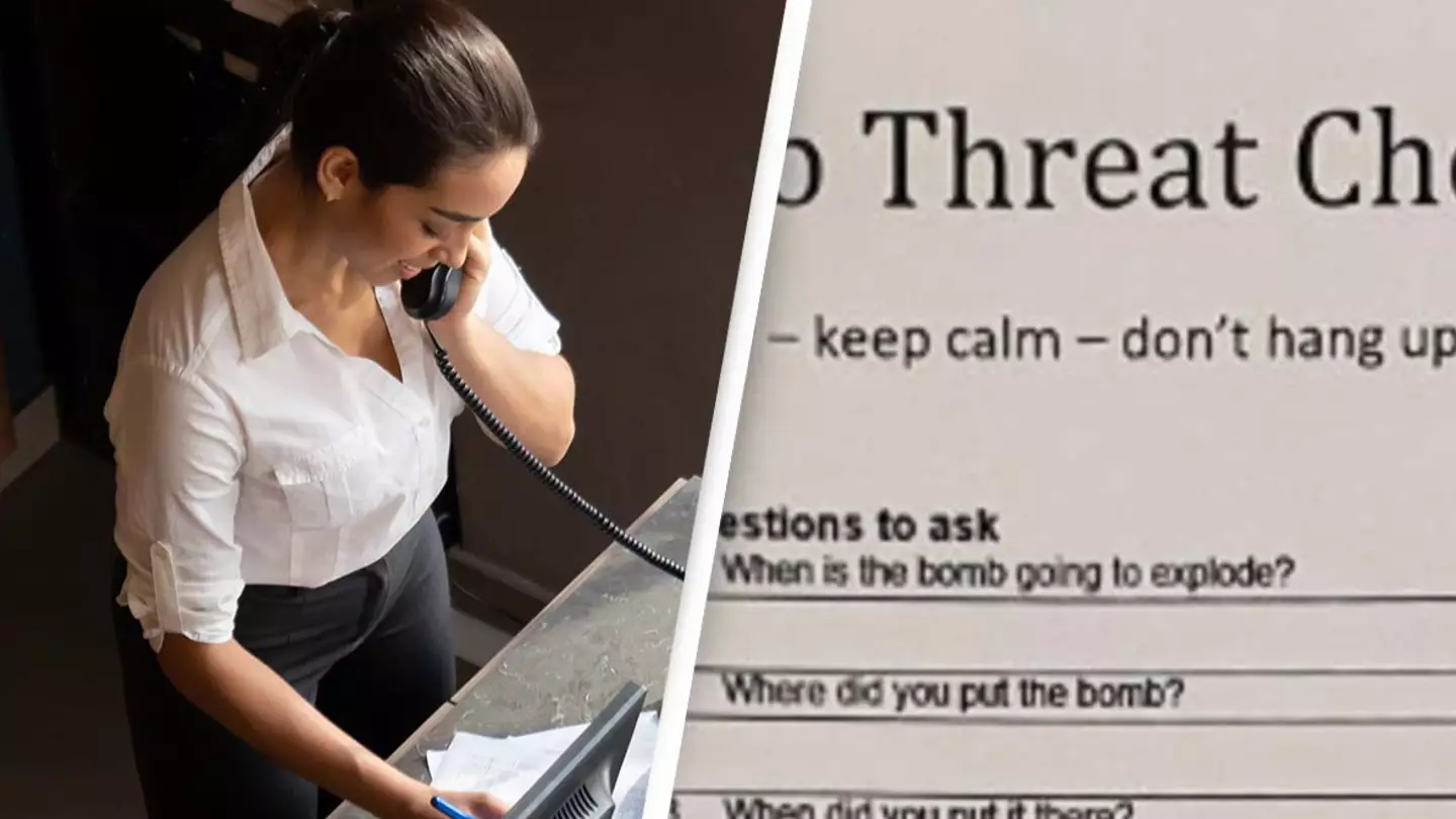 Employee finds list of questions to ask when receiving a bomb threat that leaves people confused