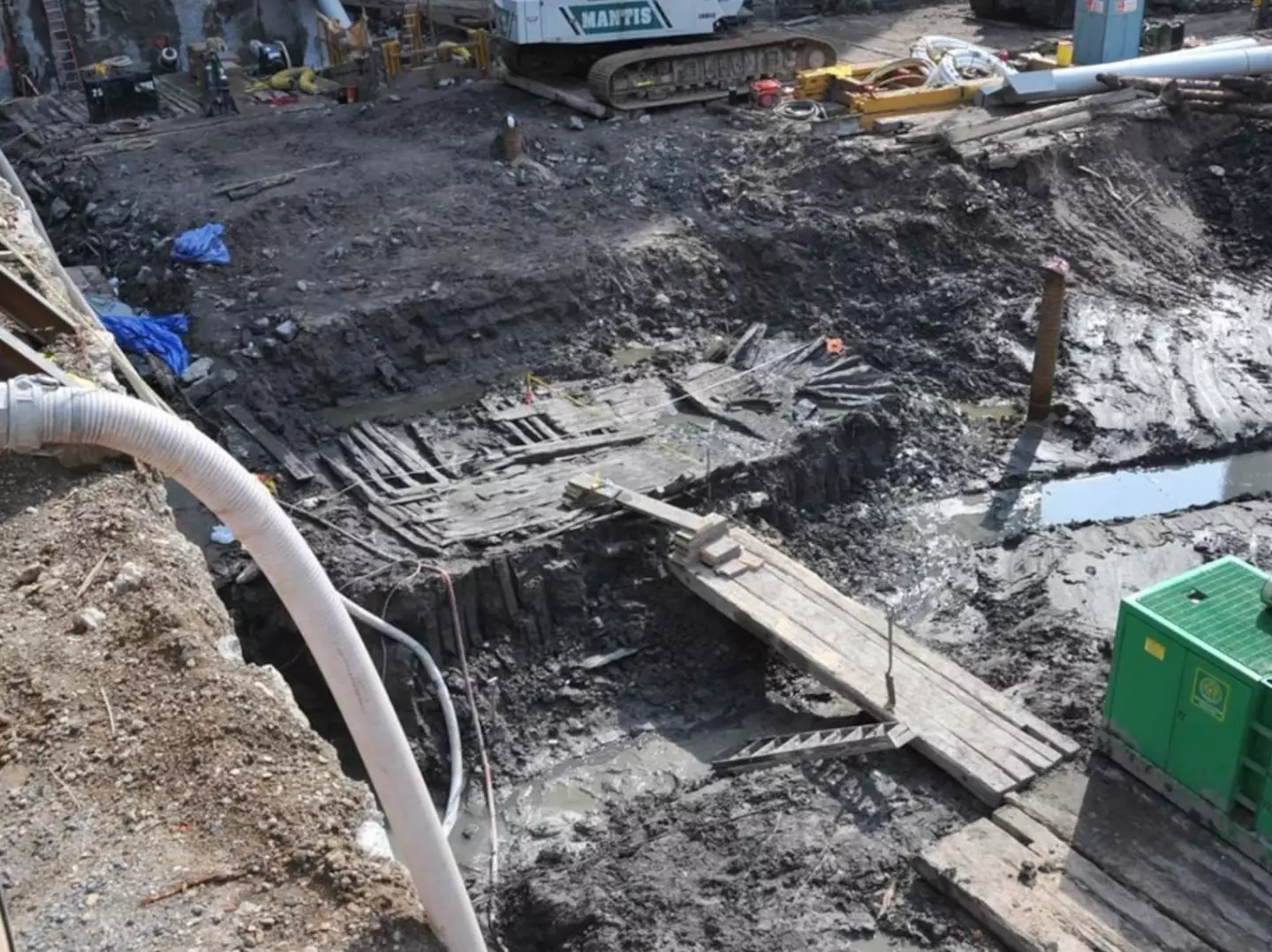 The ship's wood was analyzed to understand how long it had been there (Lower Manhattan Development Corporation)