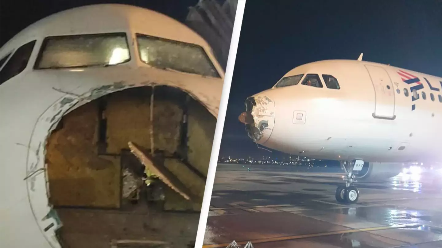Shocking pictures show state of plane that flew through massive storm