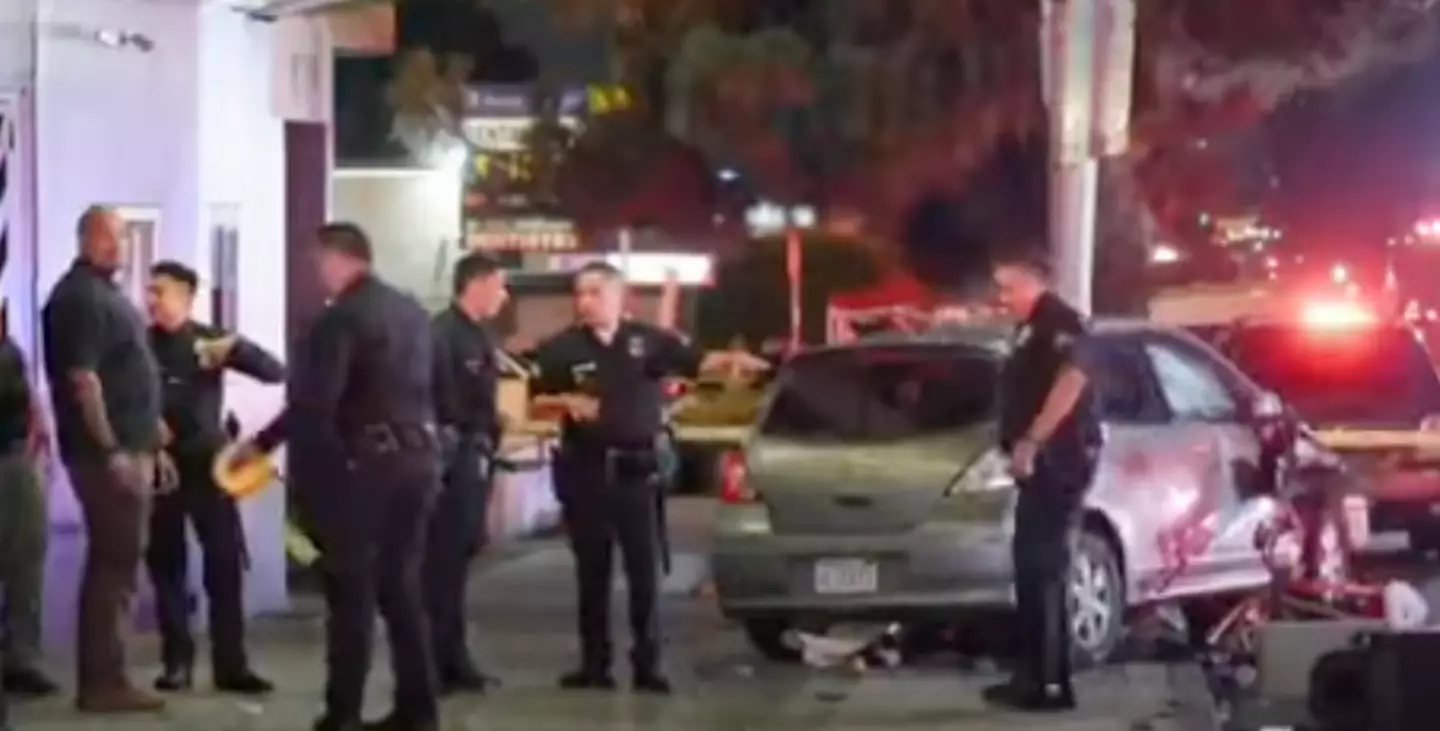 A car has driven into a crowd of people in East Hollywood (ABC 7 Chicago)