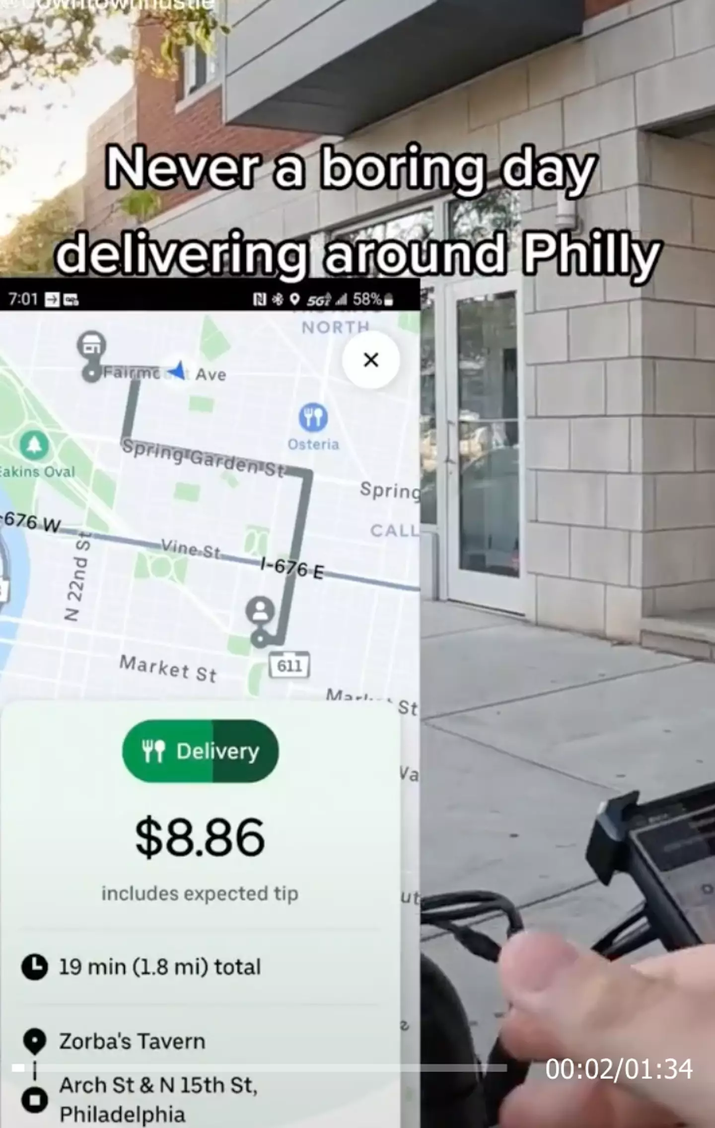 Jack delivers food in Philadelphia.