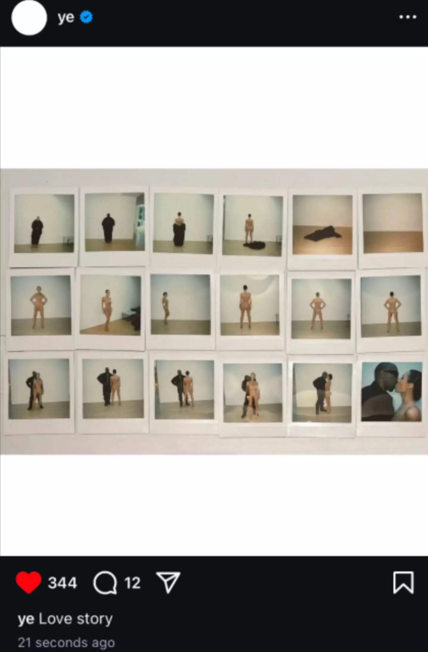 The post has since been deleted (Instagram/@ye)