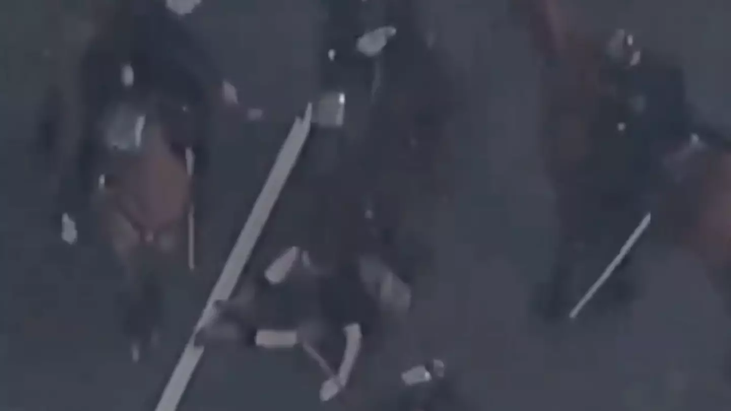 Disturbing footage shows moment LAPD trample man with horses repeatedly at anti-ICE protests