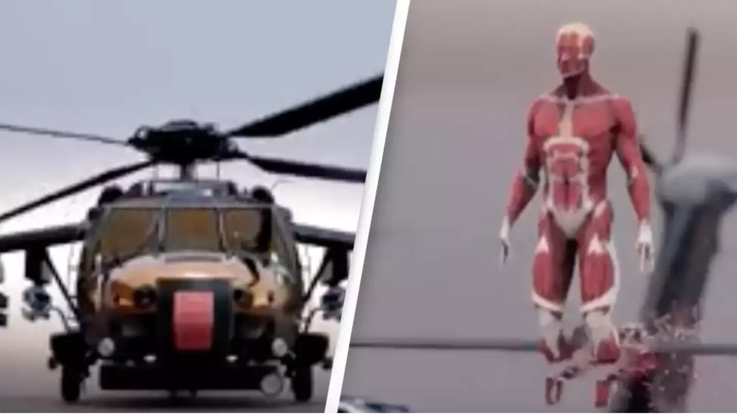 Horrifying simulation shows what would happen if you fell into the blades of a helicopter