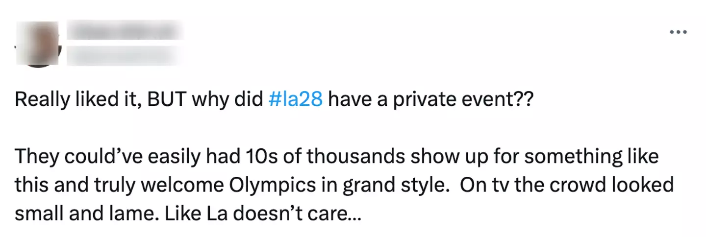People questioned why is was a private event. (Twitter)
