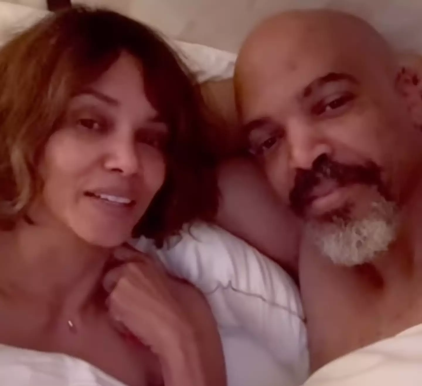 Berry and Hunt were keen to get down to business (Instagram/@halleberry)