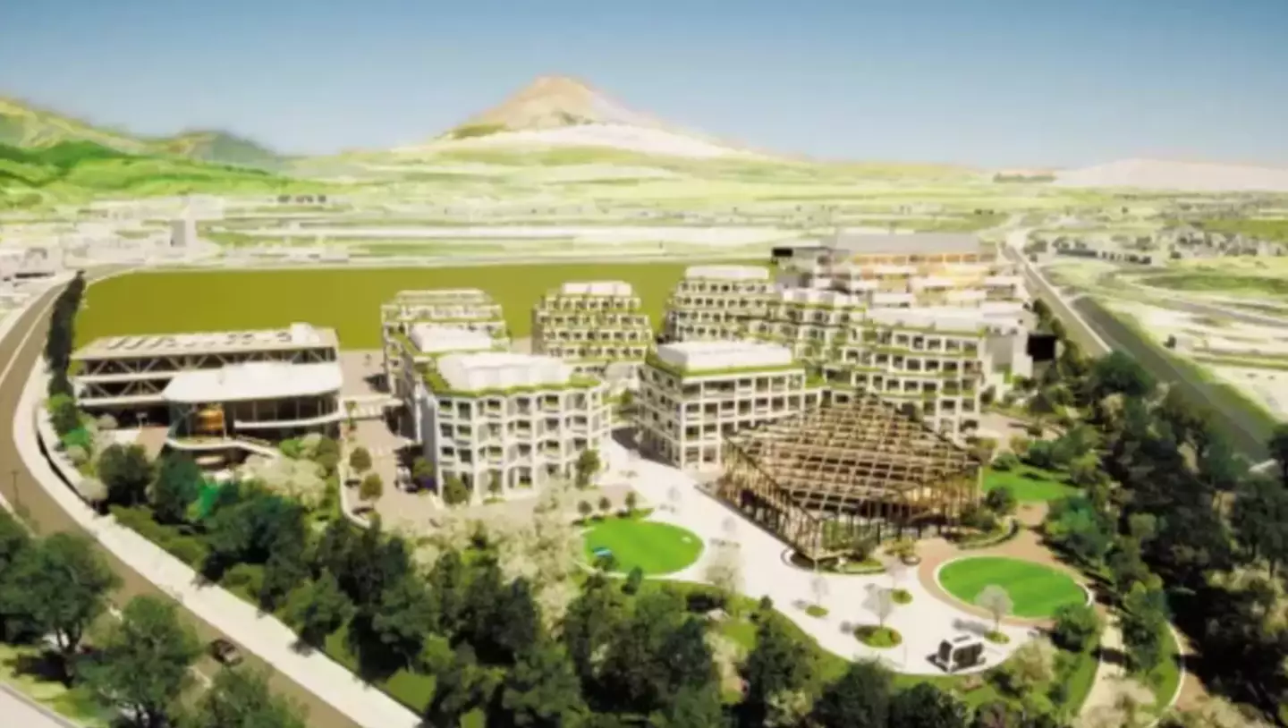 The futuristic city is nearing completion.