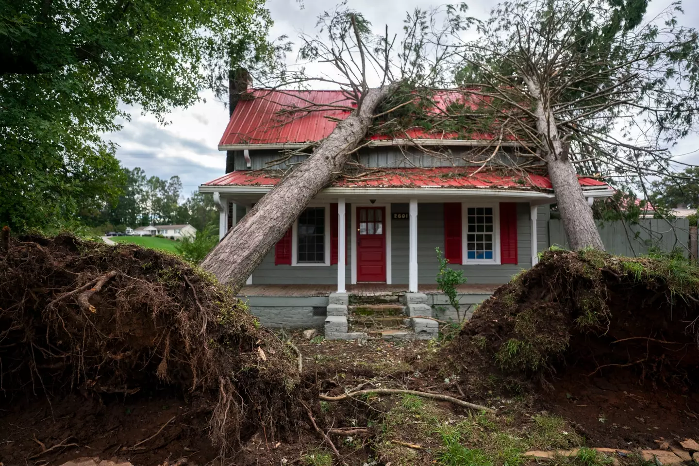 The hurricane has blocked roads and toppled trees (Sean Rayford/Getty Images)