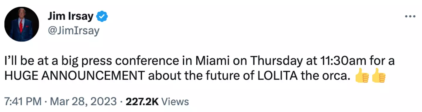 Irsay teased a big announcement regarding Lolita earlier this week.