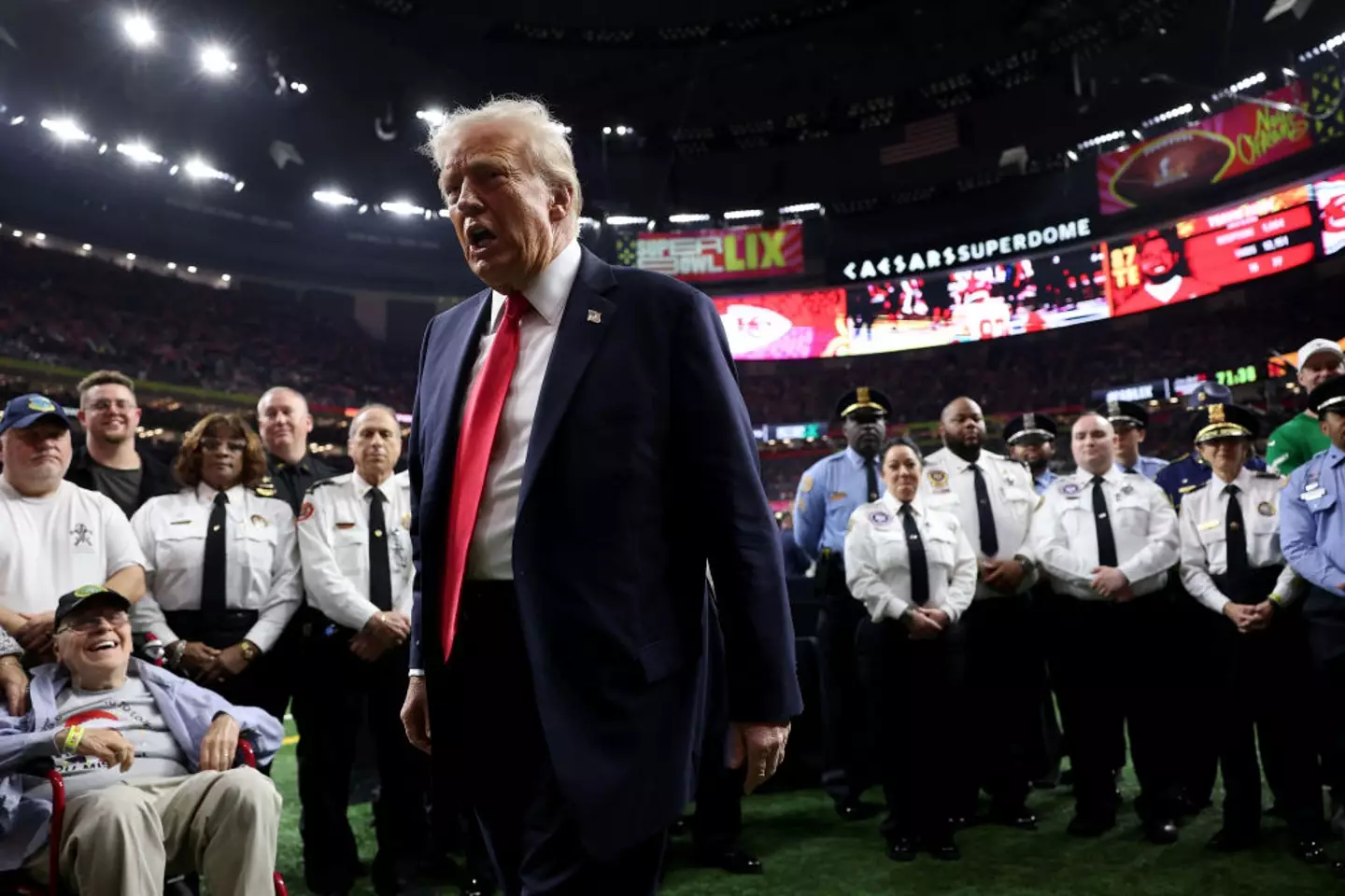 President Donald Trump has made history as he has become the first sitting US president to attend a Super Bowl game (Jamie Squire/Getty Images)
