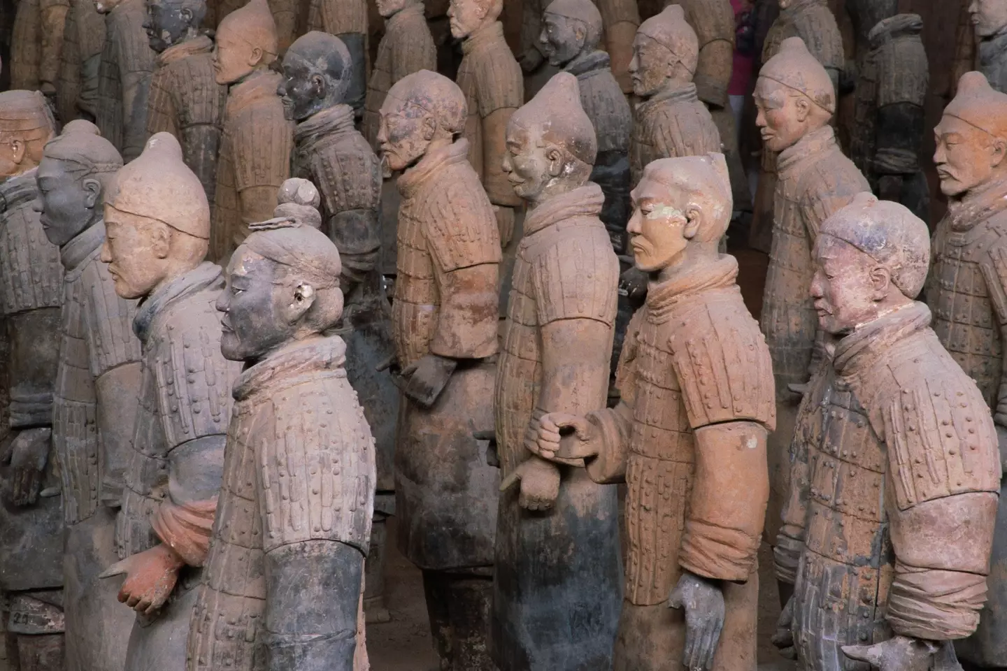 The Terracotta Army stand guard outside the tomb.