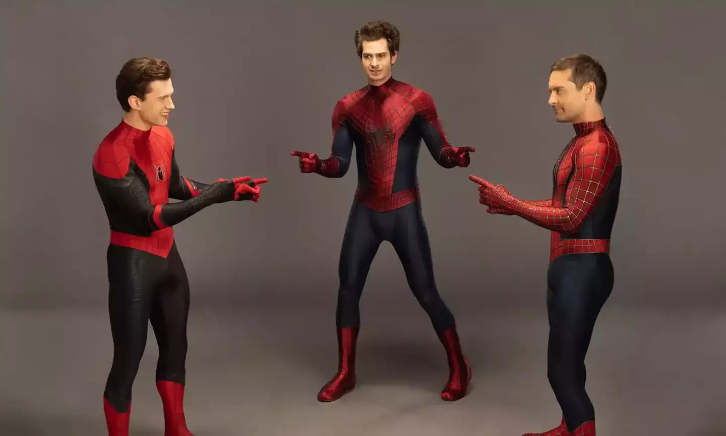 The trio bonded over their recreation of the iconic Spiderman pointing meme.