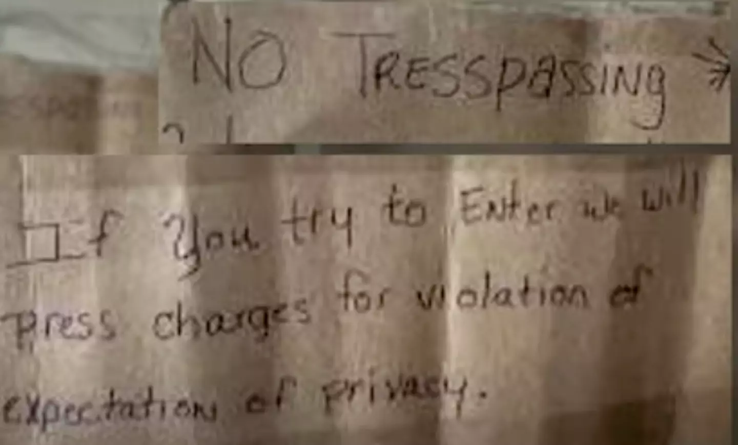 A sign the renters put up on the property. (ABC7 Chicago)