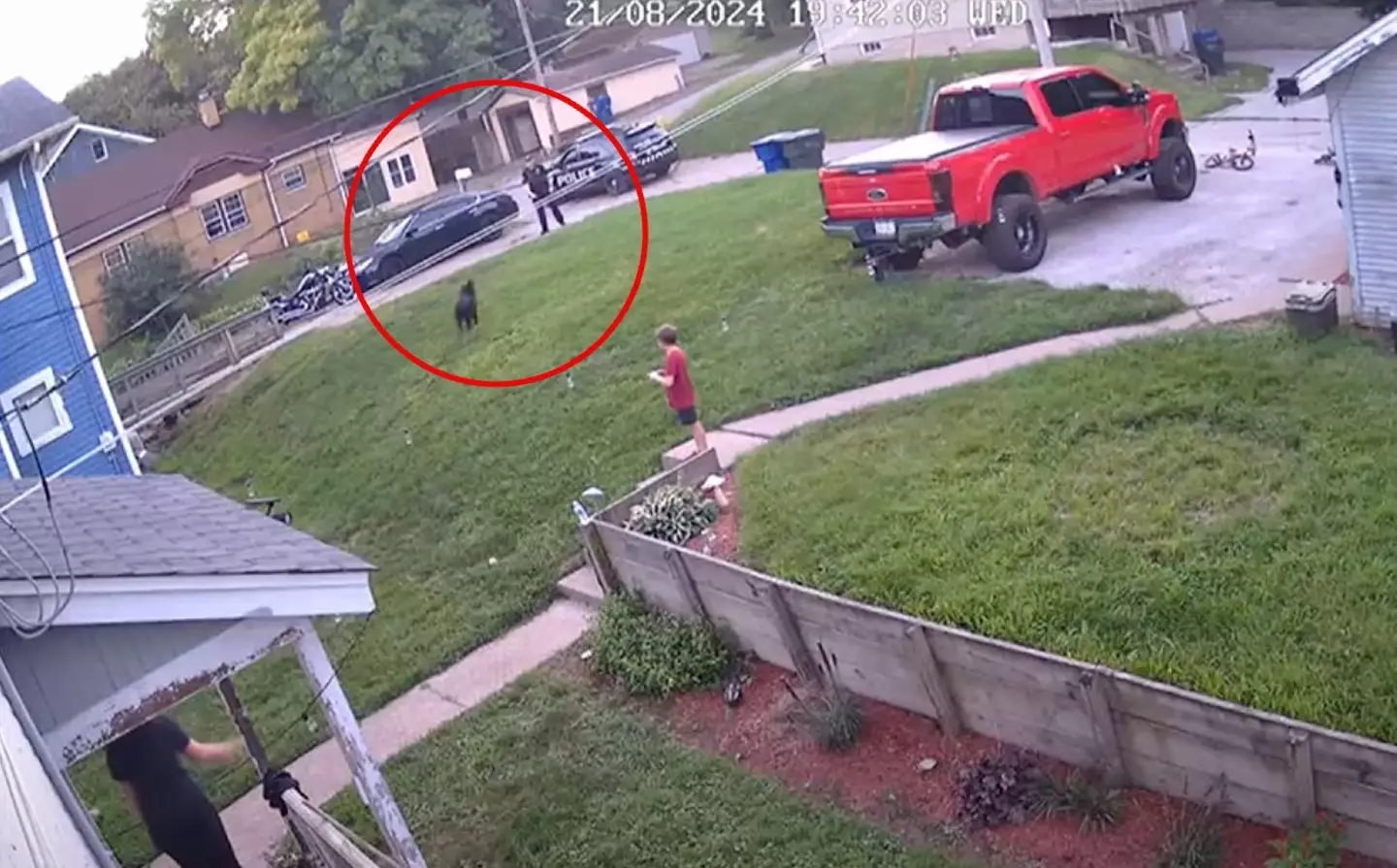 CCTV footage shows Myst running towards the officer (KWQC News)