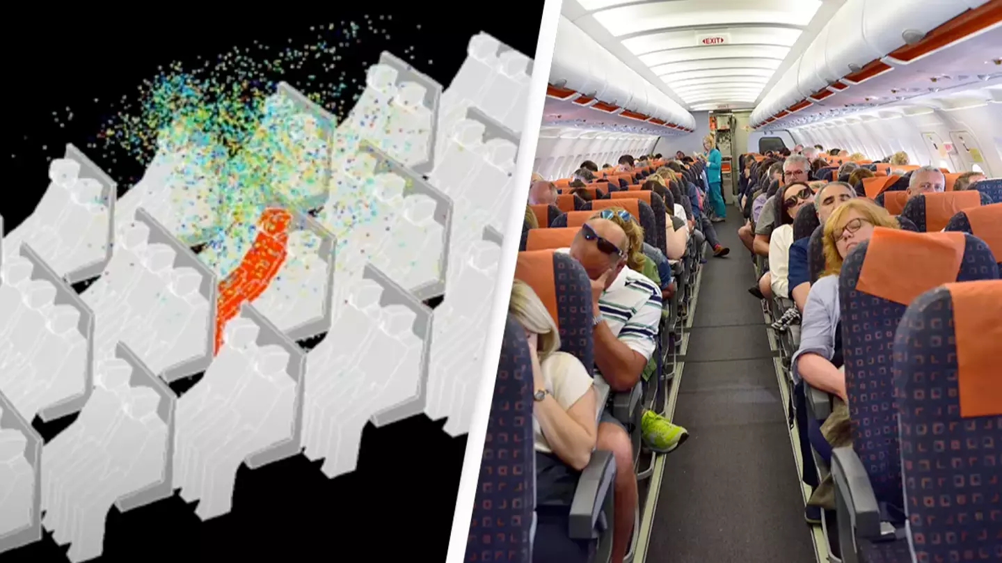 Simulation shows how someone sneezing on a plane affects everyone around them