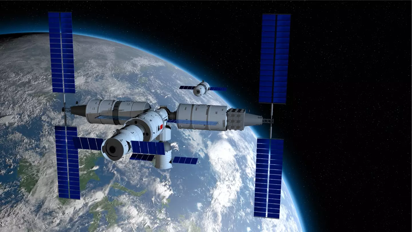 This CG image shows how the Shenzhou rocket docks with the space station (iStock / Getty Images Plus)