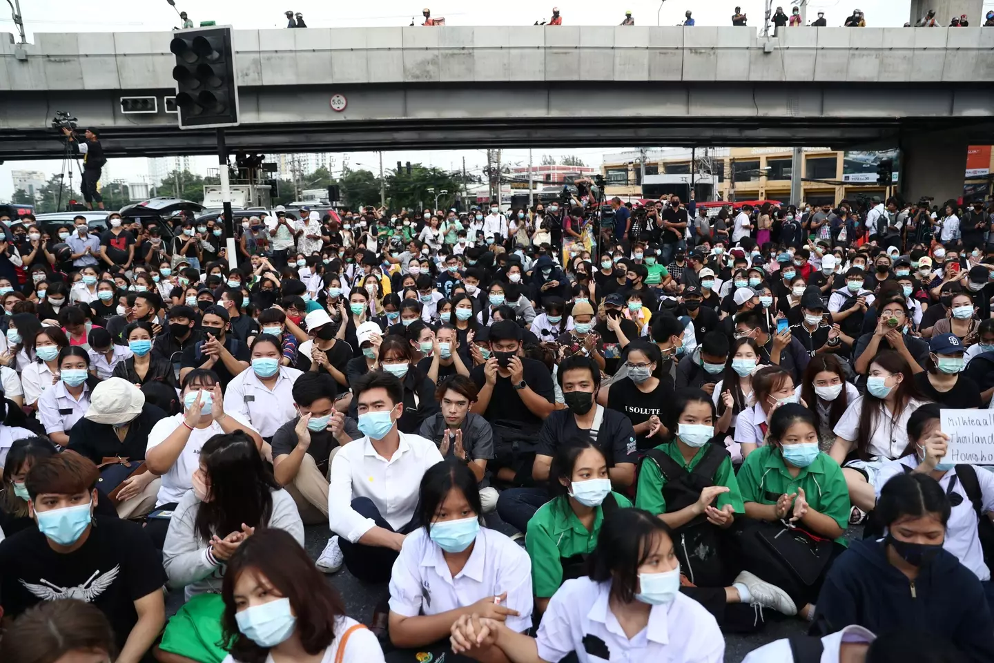 The mock fashion show was one of dozens of protests that took place in 2020.