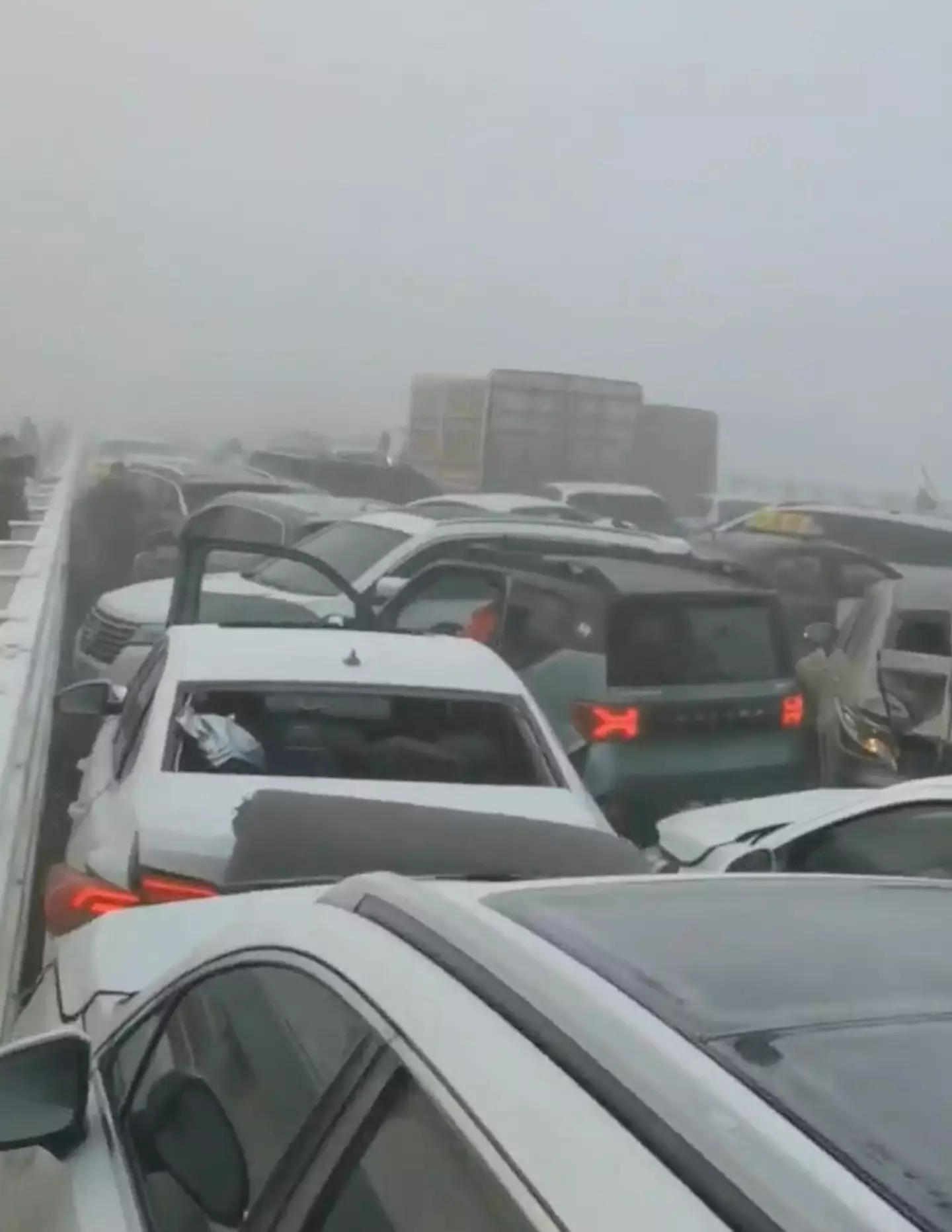 Extremely dense fog led to visibility issues on the bridge.