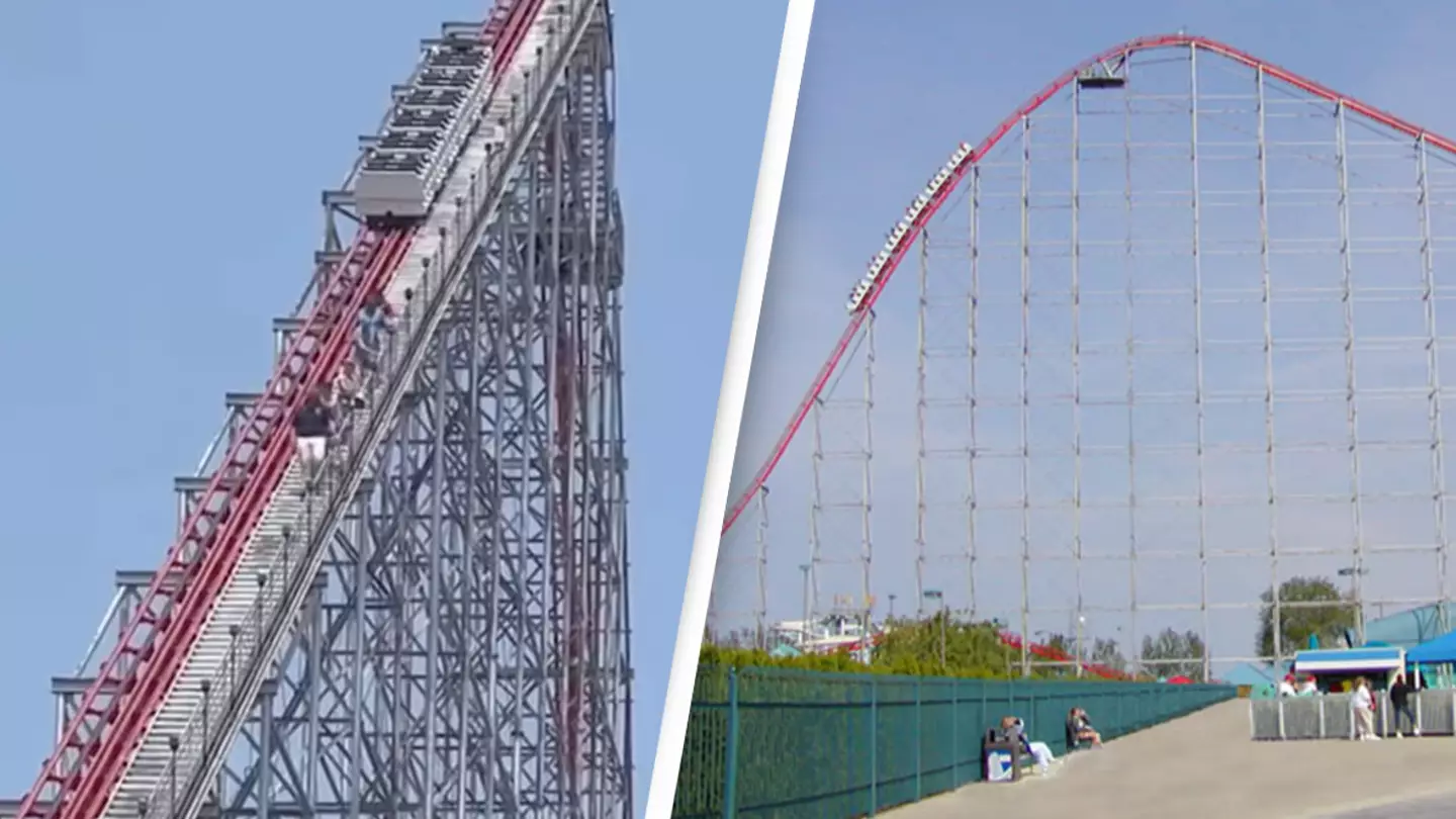 Terrifying moment riders have to get off 200ft roller coaster as it suddenly stops mid-ride