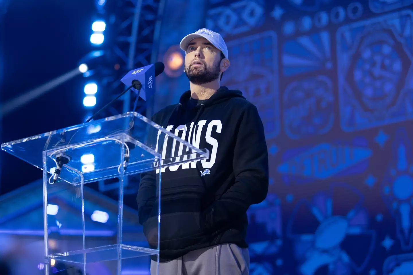 The full track list to 'The Death of Slim Shady' has been released ( John Smolek/Icon Sportswire via Getty Images)