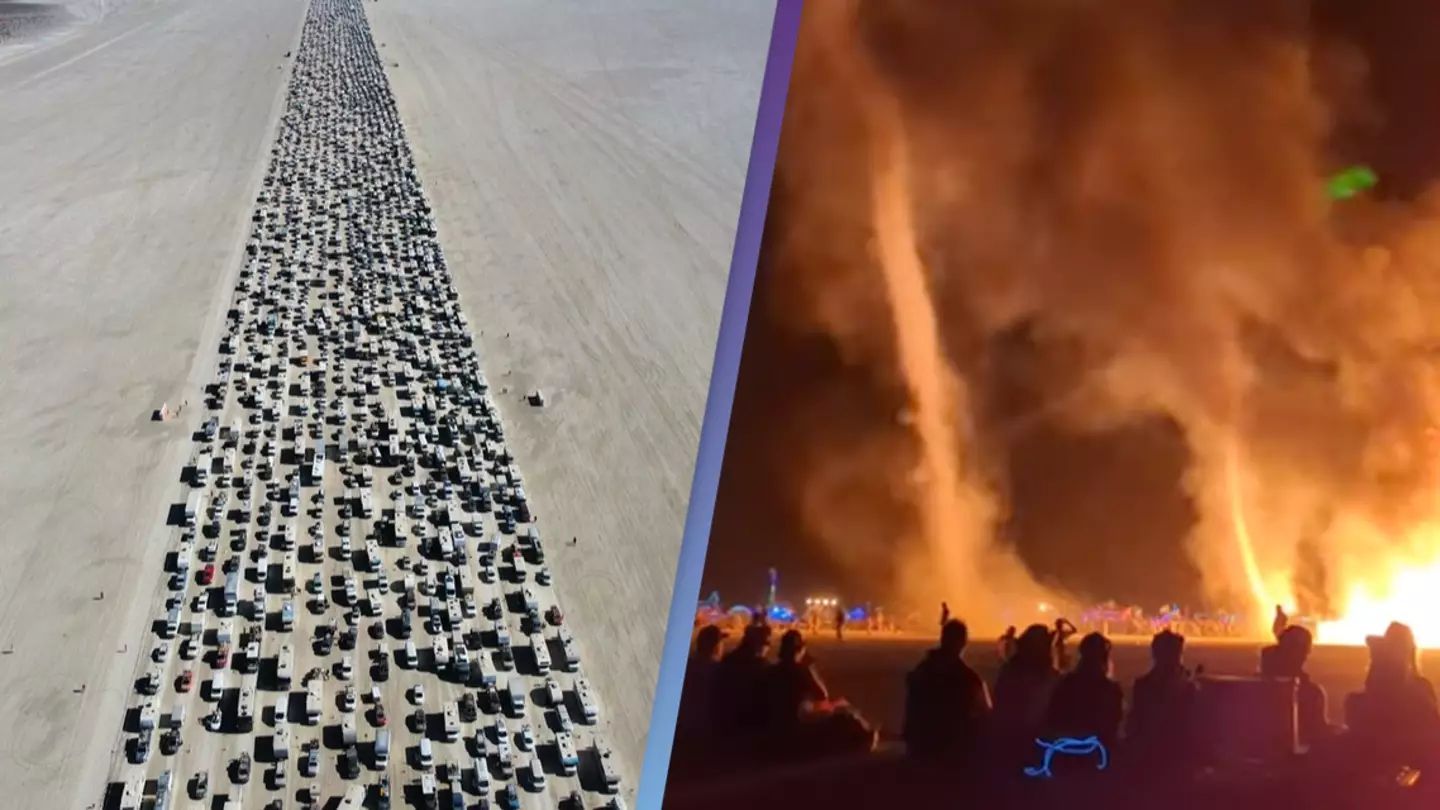 Burning Man festival descends into chaos with huge traffic jams and fire tornados