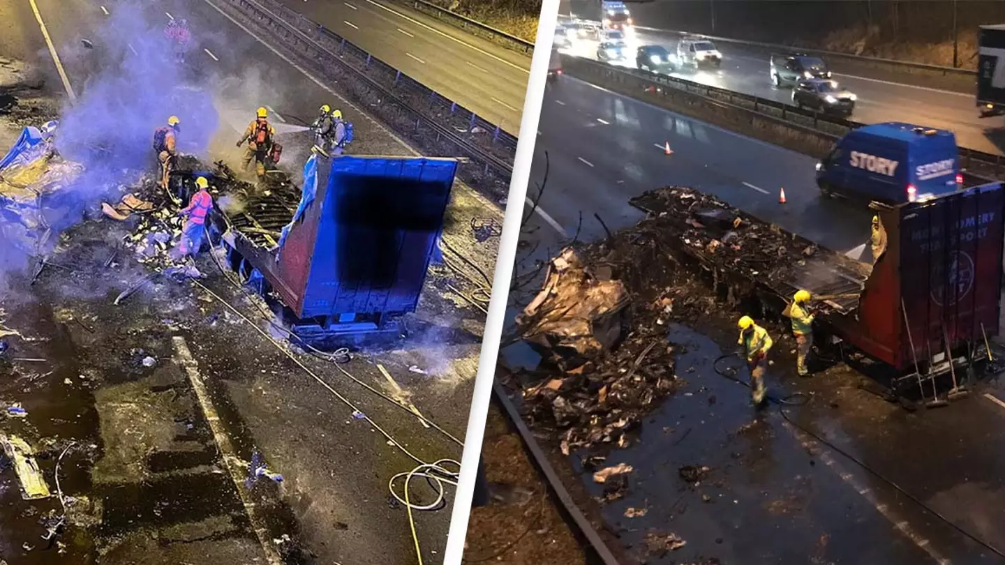 Storm Franklin: Lorry Bursts Into Flames Causing Motorway Chaos