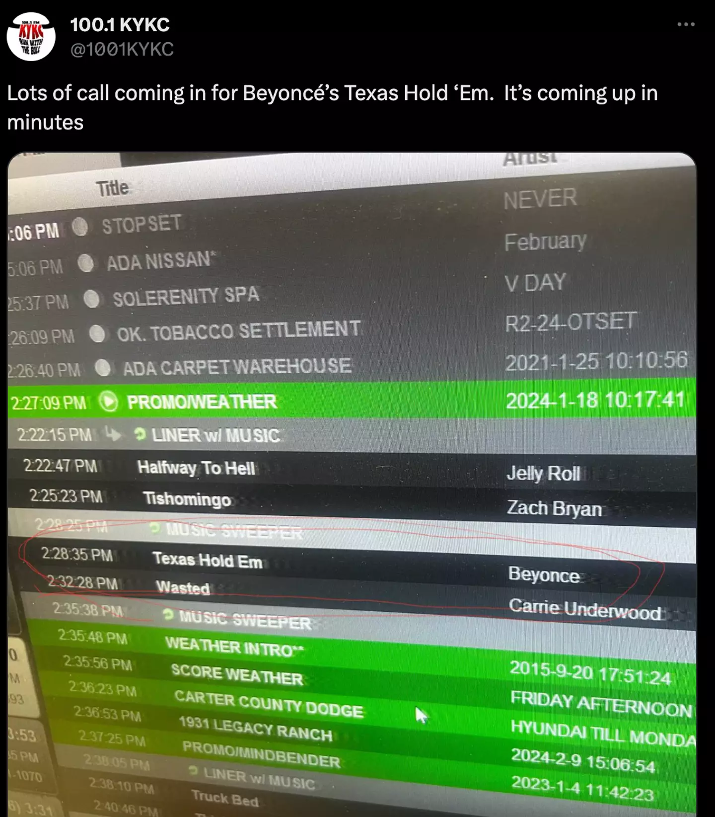 The radio station listened to the feedback and played Beyoncé’s track.