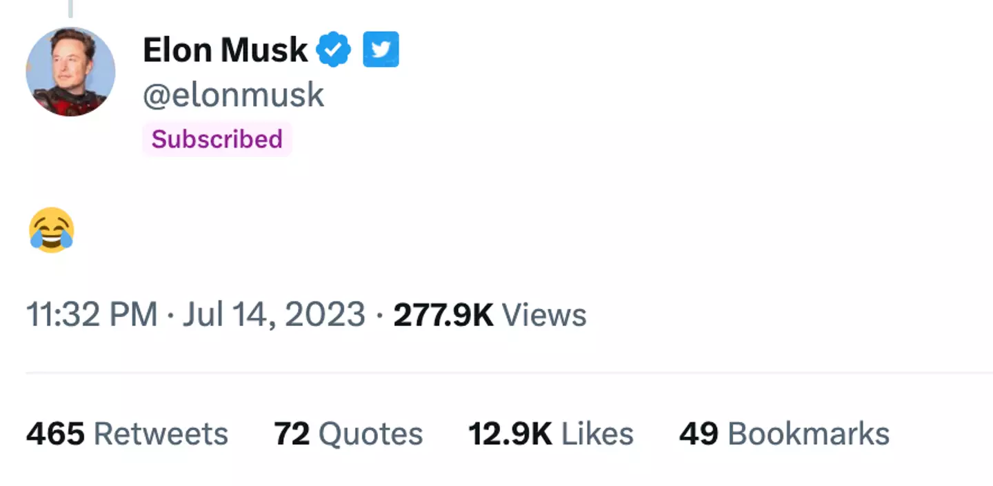 Musk's reaction.