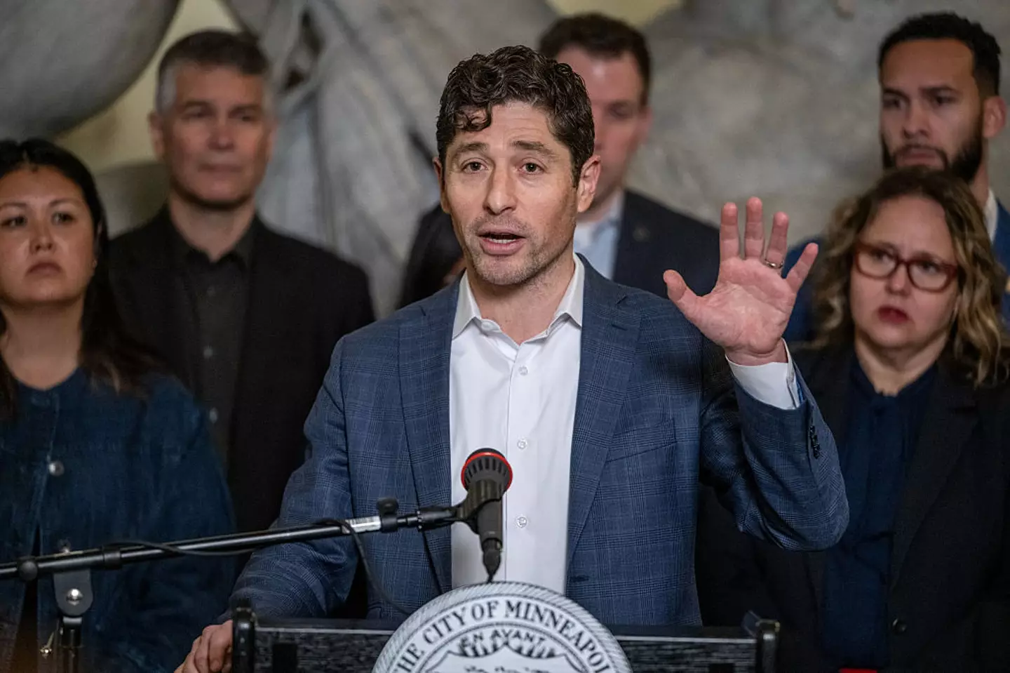 Jacob Frey has condemned ICE's actions (Victor J. Blue/Bloomberg via Getty Images)