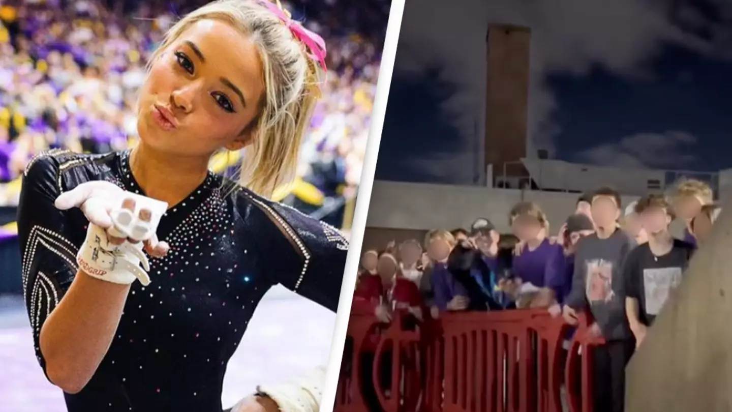 College gymnast asks fans to be 'respectful' after troubling scenes at meet