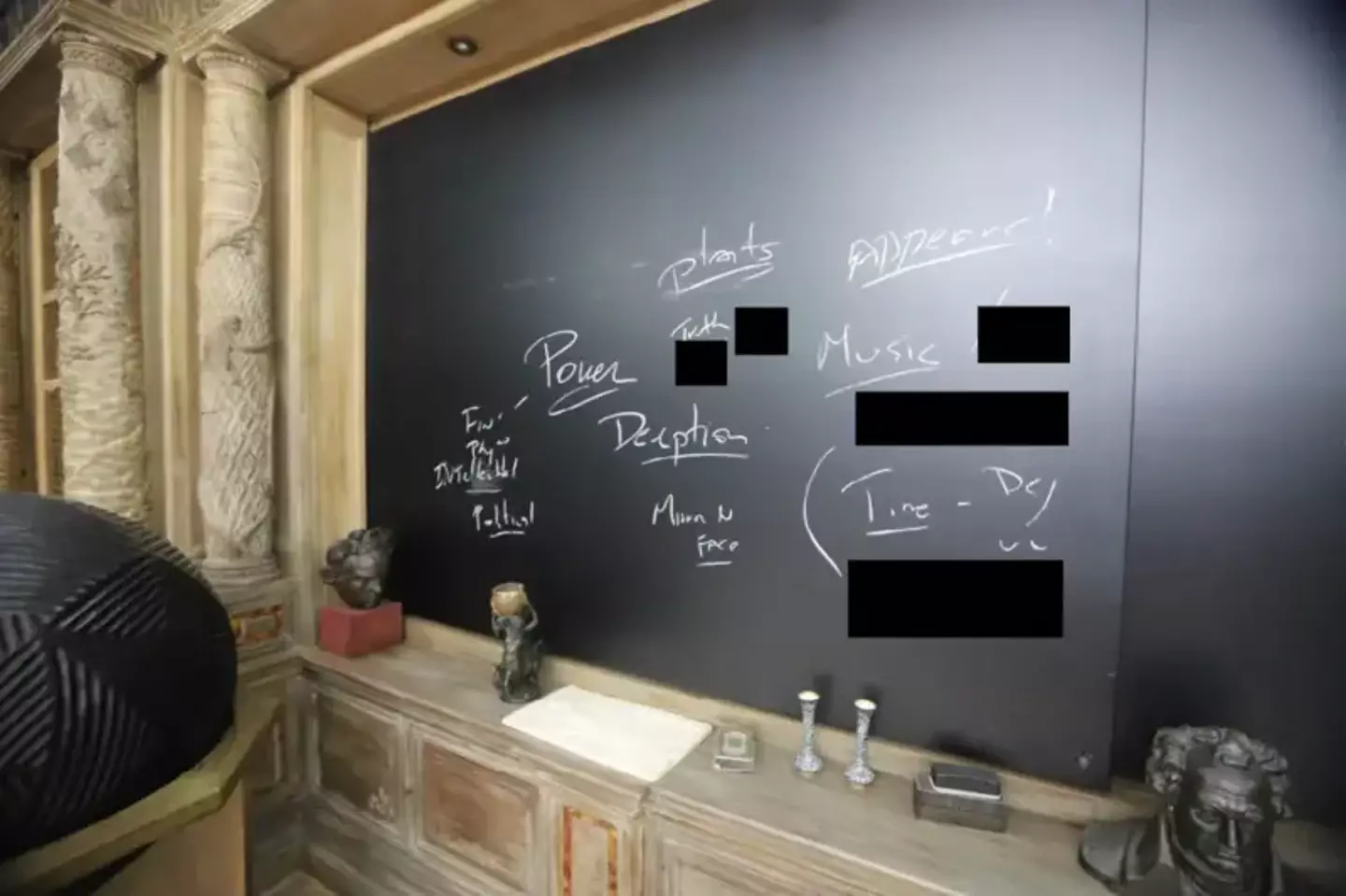 The redacted chalkboard on Jeffrey Epstein's island (House Oversight Committee)