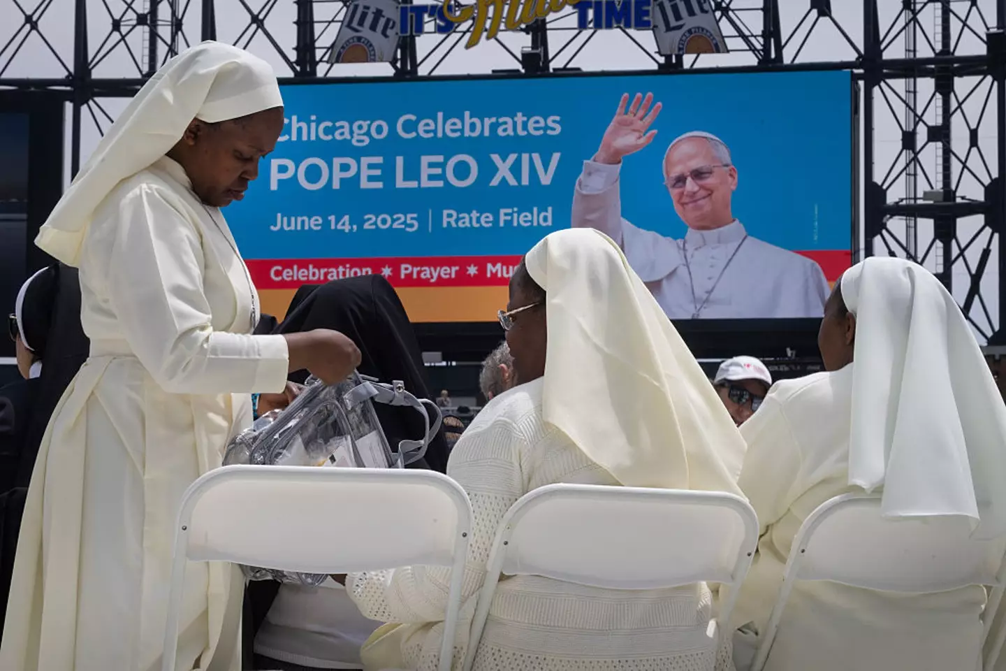 The pope delivered a message to his home stadium from the Vatican (Scott Olson/Getty Images)
