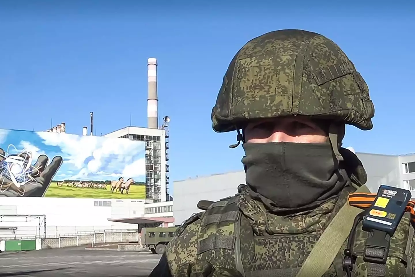 A soldier at the Chernobyl Nuclear Plant.