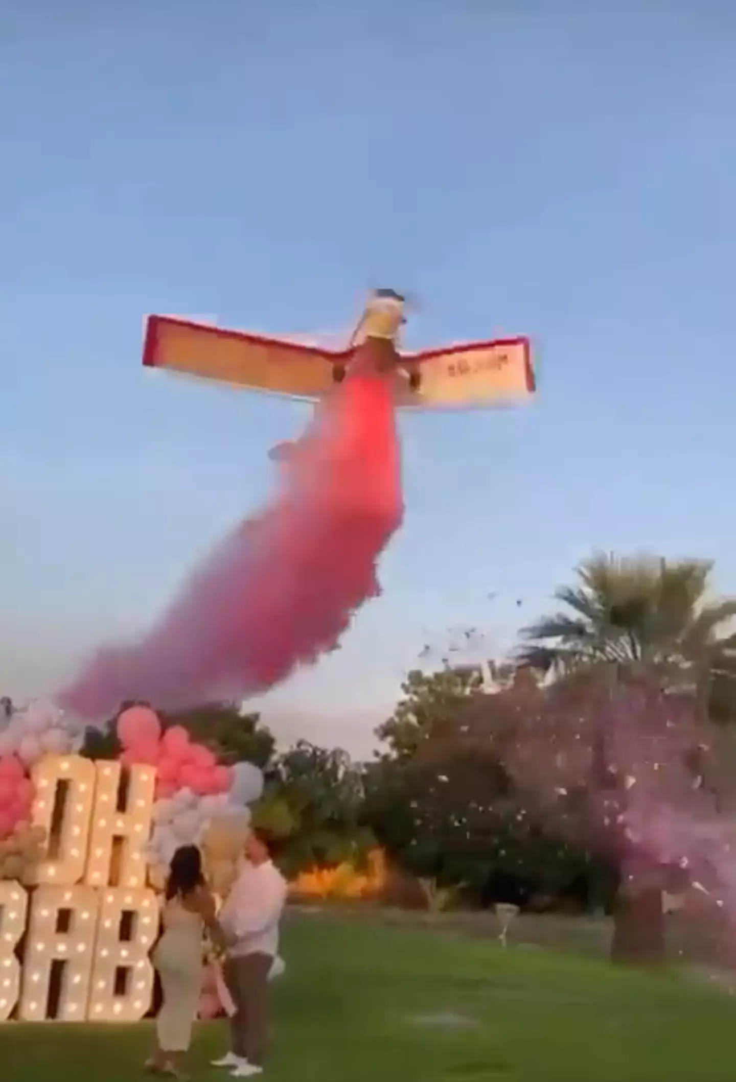 After dumping the pink-dyed water, the aircraft seemingly spun out of control.